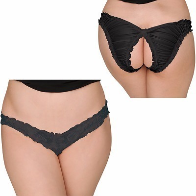 フェリカ&レース生地股割れハーフバック ブラック フェリカ&レース生地股割れハーフバック ブラック