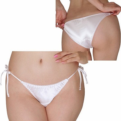 光沢サテン脇紐フルバック ホワイト 光沢サテン脇紐フルバック ホワイト