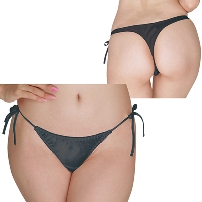 光沢サテン脇紐Tバック Lサイズ ブラック 光沢サテン脇紐Tバック Lサイズ ブラック